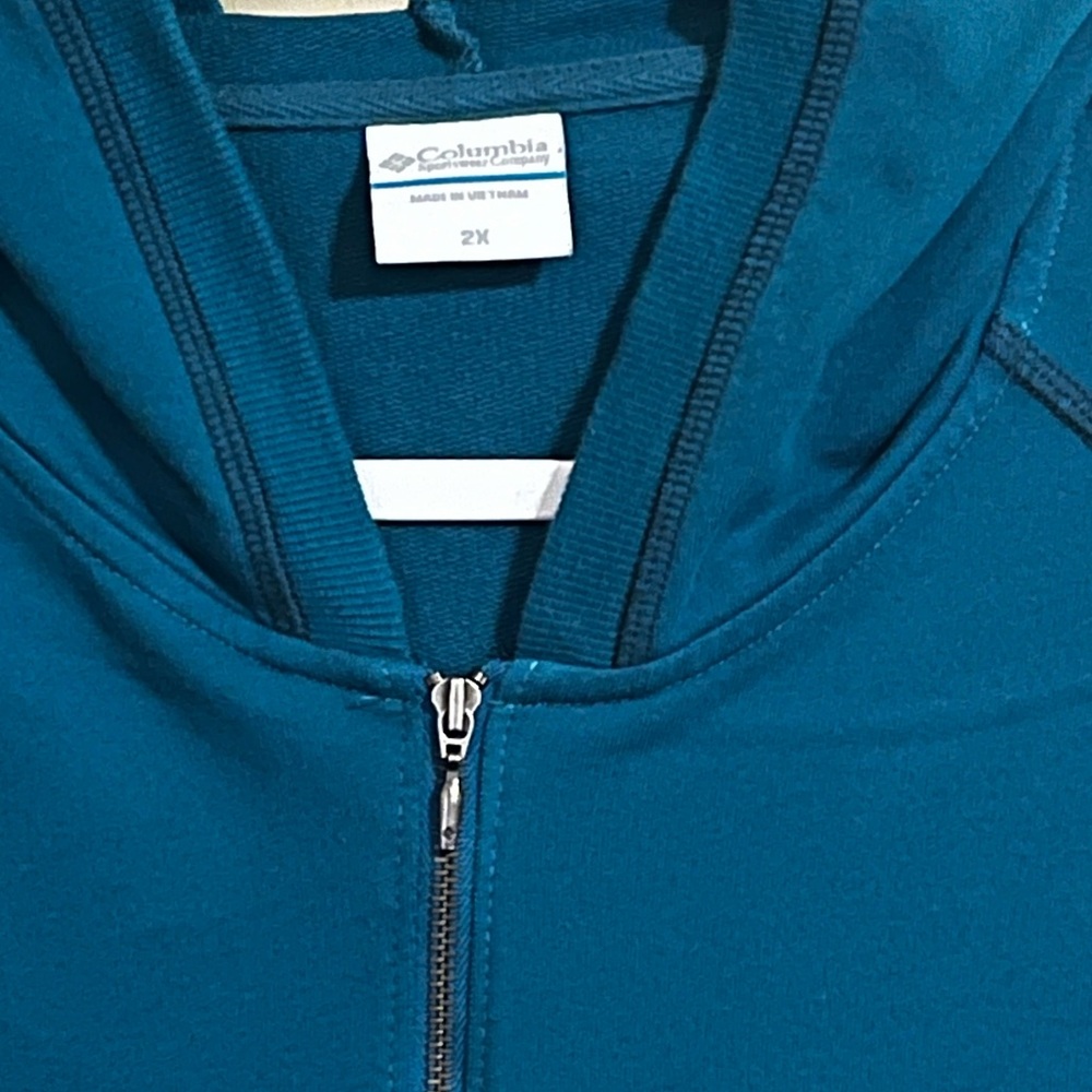 Columbia Dark Teal Zippered Hoodie Plus Size 2X Fall Winter Outdoor Pockets - Picture 6 of 7